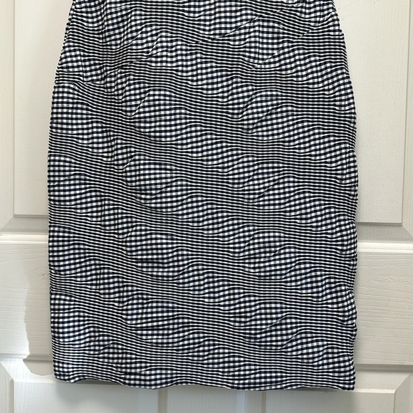 NWT OSCAR DE LA RENTA  Navy and White Check Cap Sleeve Dress Sz 8 - Picture 2 of 14